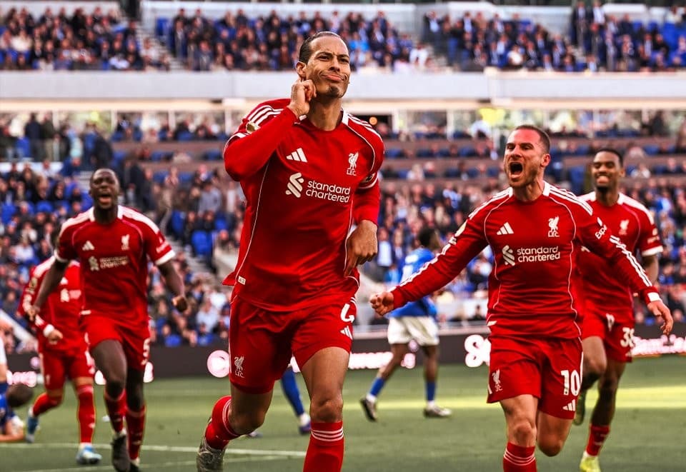 Van Dijk’s 100th-minute winner seals Merseyside derby drama for Liverpool