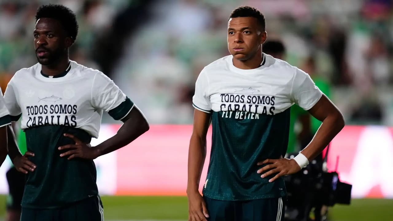 Mbappe, Vinicius and Konate obscure Ceuta support message on pre-match shirts